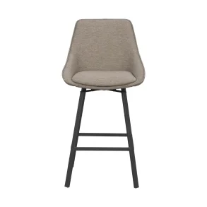 ROWICO Alison barstol, drejelig, m. rygln og fodsttte - mrk beige stof og sort metal
