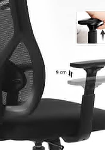 SONGMICS kontorstol, drejelig, vippefunktion, justerbar lndesttte, armln - mesh og sort polyester