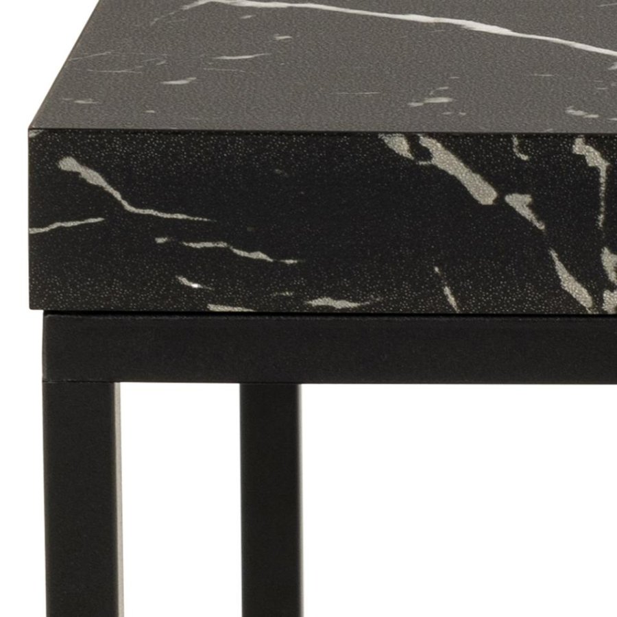 ACT NORDIC Barossa sofabord, kvadratisk - sort papir Marquina marmorlook og sort stl (40x40)