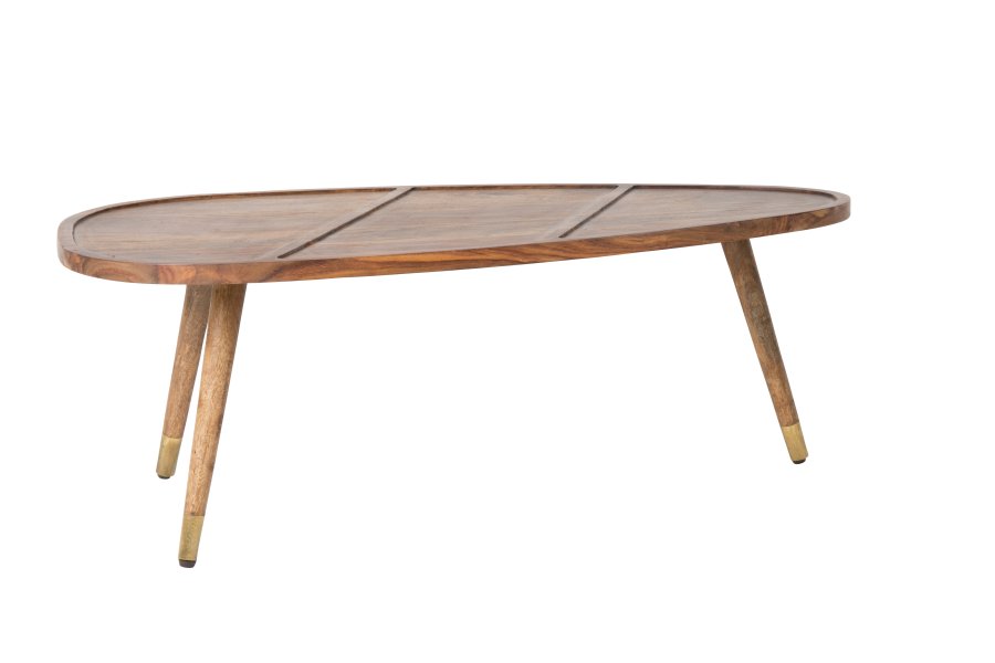 DUTCHBONE Sham sofabord, oval - brun sheesham tr og messing stl (st med 2)