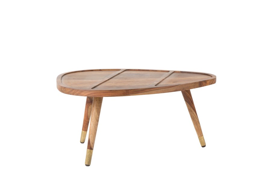 DUTCHBONE Sham sofabord, oval - brun sheesham tr og messing stl (st med 2)