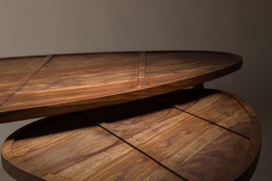 DUTCHBONE Sham sofabord, oval - brun sheesham tr og messing stl (st med 2)