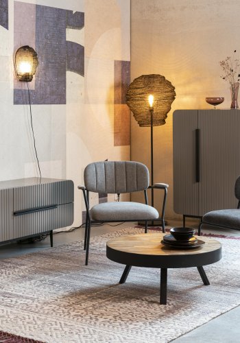 WHITE LABEL LIVING Suri sofabord, Large, rund - natur teaktr og metal (74)