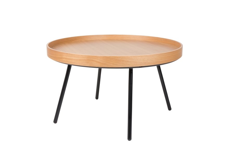 ZUIVER OAK bakkebord, rund - natur egetr og sort stl (78)