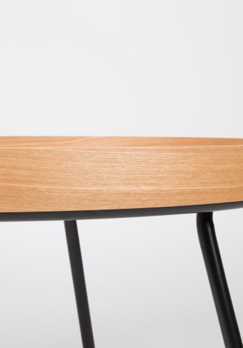 ZUIVER OAK bakkebord, rund - natur egetr og sort stl (78)