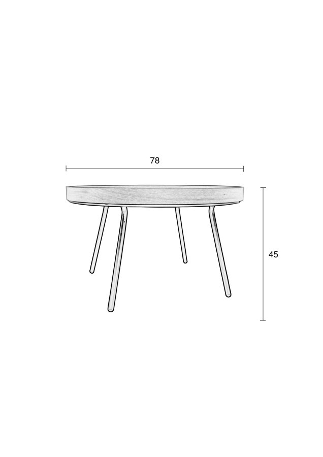 ZUIVER OAK bakkebord, rund - natur egetr og sort stl (78)
