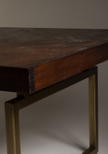 DUTCHBONE Klasse sofabord, sildeben, rektangulr - brun tr og guld stl (120x60)