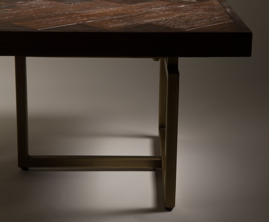 DUTCHBONE Klasse sofabord, sildeben, rektangulr - brun tr og guld stl (120x60)