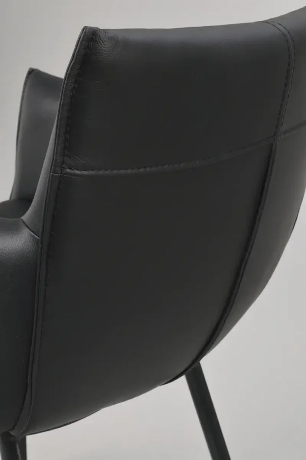 ROWICO Hinckley spisebordsstol, m. armln - sort lder og sort metal