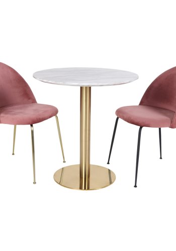 HOUSE NORDIC rund Bolzano spisebord - hvid tr og stl (70)