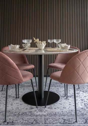 HOUSE NORDIC Bolzano spisebord - MDF med marmor look og sort stl (110)