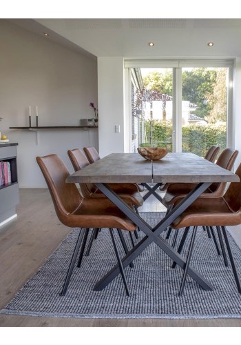 HOUSE NORDIC rektangulr Toulon spisebord - rget eg og metal (200x95)