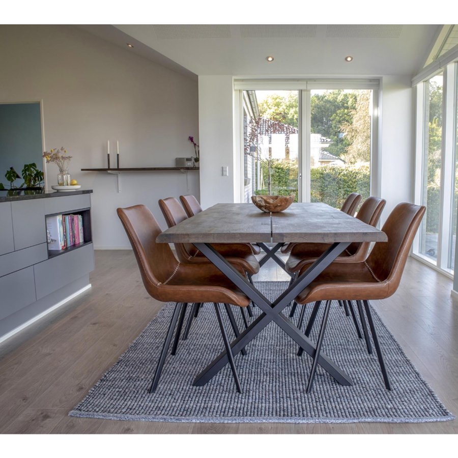HOUSE NORDIC rektangulr Toulon spisebord - rget eg og metal (200x95)