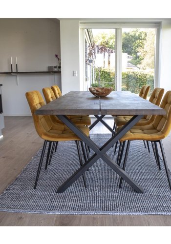 HOUSE NORDIC rektangulr Toulon spisebord - rget eg og metal (200x95)