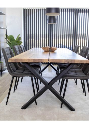 HOUSE NORDIC rektangulr Toulon spisebord - natur egetr og metal (200x95)