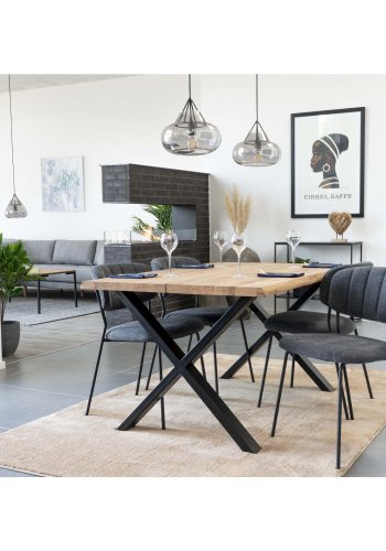 HOUSE NORDIC Toulon spisebord - natur egetr og metal (140x95)