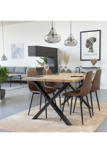 HOUSE NORDIC Toulon spisebord - natur egetr og metal (140x95)