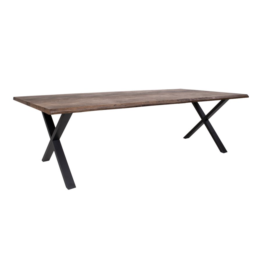 HOUSE NORDIC Toulon spisebord med blget kant - smoked olieret eg og metal (300x100)
