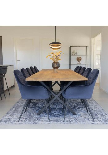 HOUSE NORDIC Toulon spisebord med blget kant - olieret eg og metal (300x100)