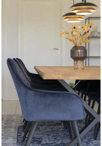 HOUSE NORDIC Toulon spisebord med blget kant - olieret eg og metal (300x100)