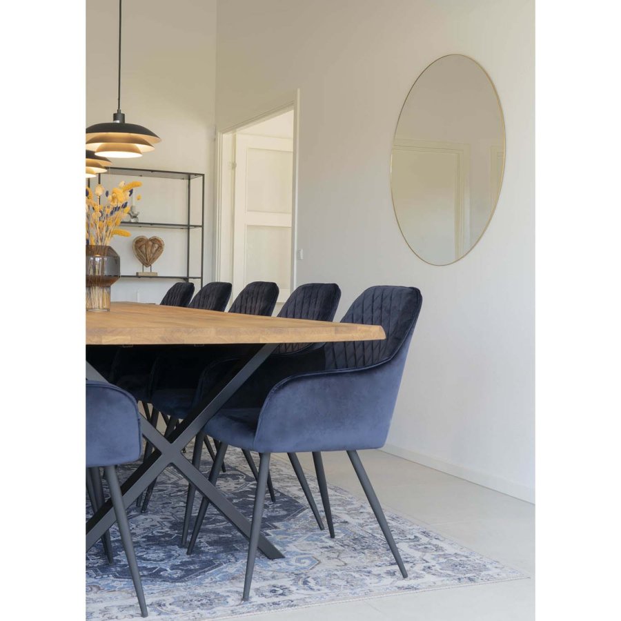 HOUSE NORDIC Toulon spisebord med blget kant - olieret eg og metal (300x100)