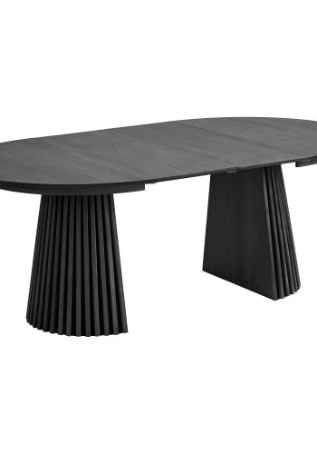 HOUSE NORDIC  Osaka Spisebord - Spisebord, egefiner, sort, inkl. to tillgsplader<br>120x120-160-200x75 cm