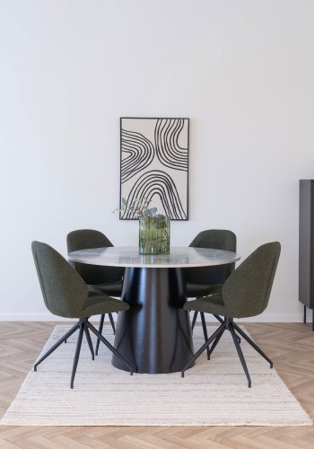 HOUSE NORDIC  Brito Spisebord - Spisebord, marmor look, gr, sort 120x75 cm