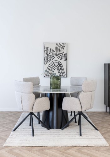 HOUSE NORDIC  Brito Spisebord - Spisebord, marmor look, gr, sort 120x75 cm