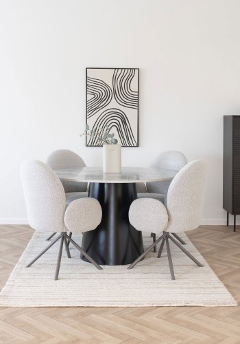 HOUSE NORDIC  Brito Spisebord - Spisebord, marmor look, gr, sort 120x75 cm