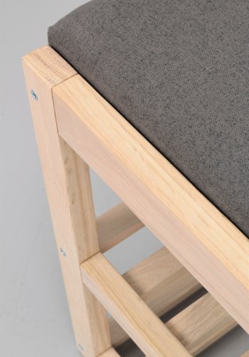 ROWICO Confetti bnk med skohylder - mrkegr stof og hvidpigmenteret eg (80x30)