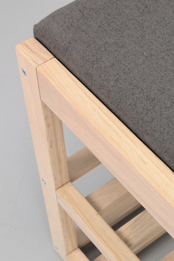 ROWICO Confetti bnk med skohylder - mrkegr stof og hvidpigmenteret eg (80x30)