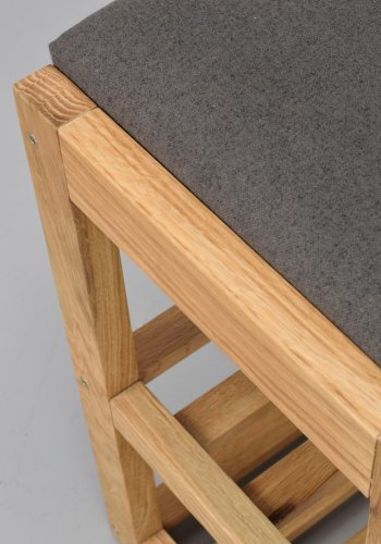 ROWICO Confetti bnk med skohylder - mrkegr stof og natur eg (80x30)