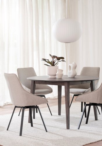 ROWICO Filippa spisebord, inkl. tillgsplade - mrkebrun eg (120(165)x120)