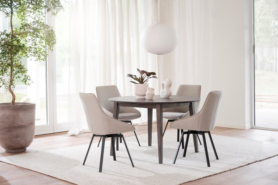 ROWICO Filippa spisebord, inkl. tillgsplade - mrkebrun eg (120(165)x120)