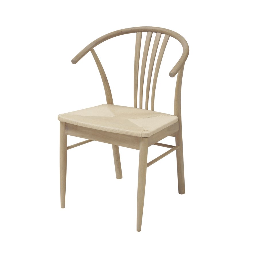 ACT NORDIC York spisebordsstol, m. armln - flettet papir reb og hvidolieret eg
