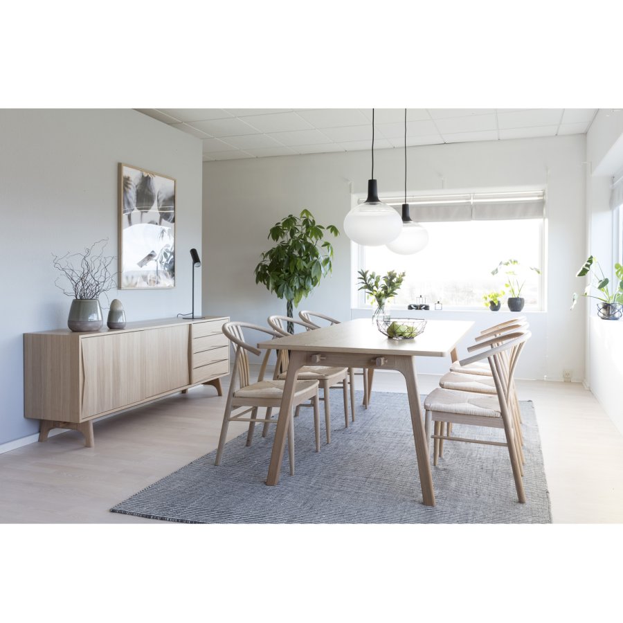 ACT NORDIC York spisebordsstol, m. armln - flettet papir reb og hvidolieret eg