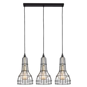 TK Lang loftlampe, m. 3 skrme - sort metal