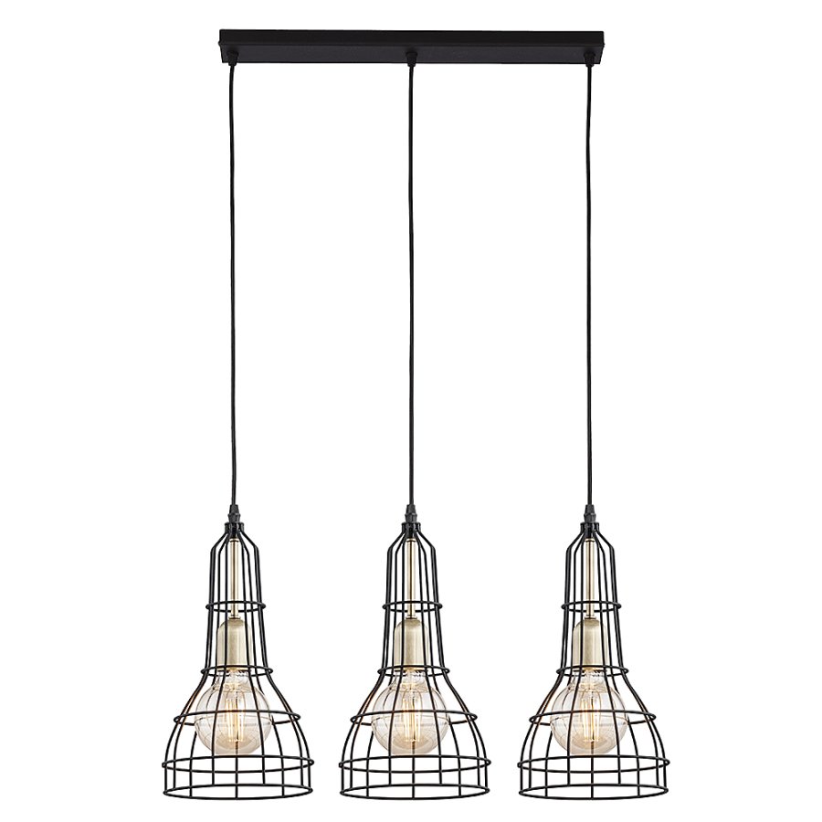 TK Lang loftlampe, m. 3 skrme - sort metal