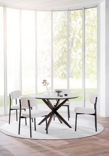 ROWICO Paisley spisebordsstol - lys beige RPET stof og sort metal