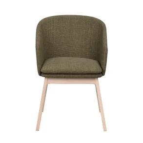 ROWICO Windham lnestol, m. armln - grn polyester og hvidpigmenteret egetr