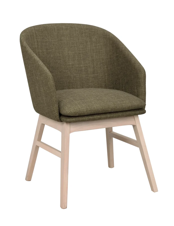 ROWICO Windham lnestol, m. armln - grn polyester og hvidpigmenteret egetr