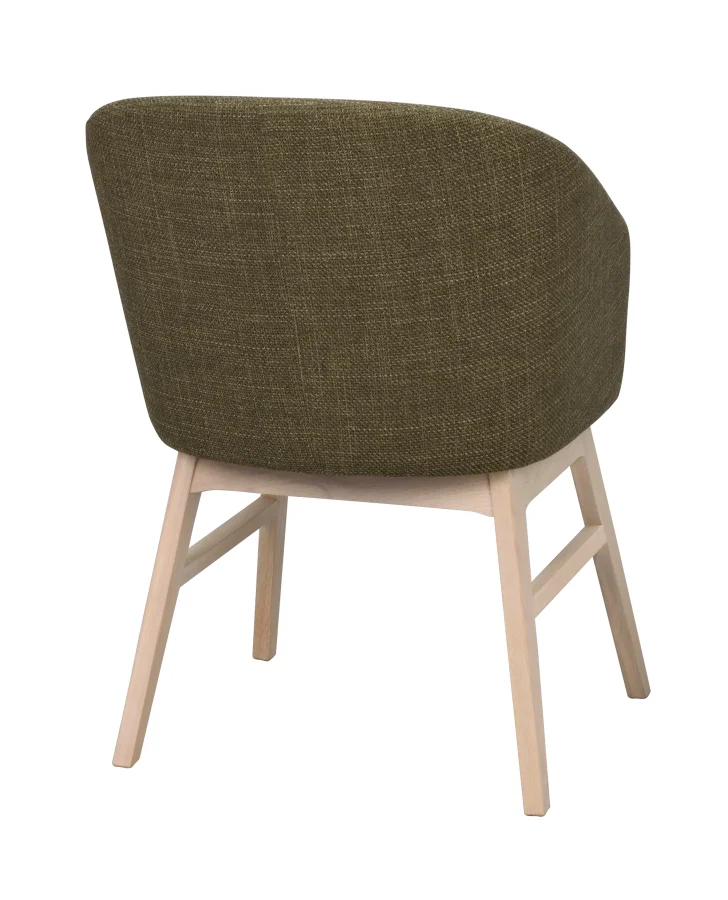 ROWICO Windham lnestol, m. armln - grn polyester og hvidpigmenteret egetr