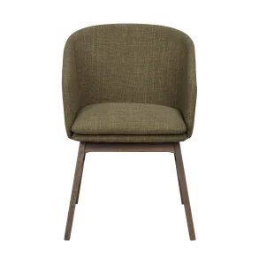ROWICO Windham lnestol, m. armln - grn polyester og brun egetr