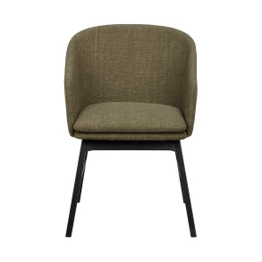 ROWICO Windham lnestol, m. armln - grn polyester og sort egetr