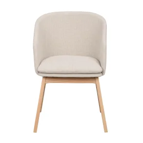 ROWICO Windham lnestol, m. armln - beige polyester og natur egetr