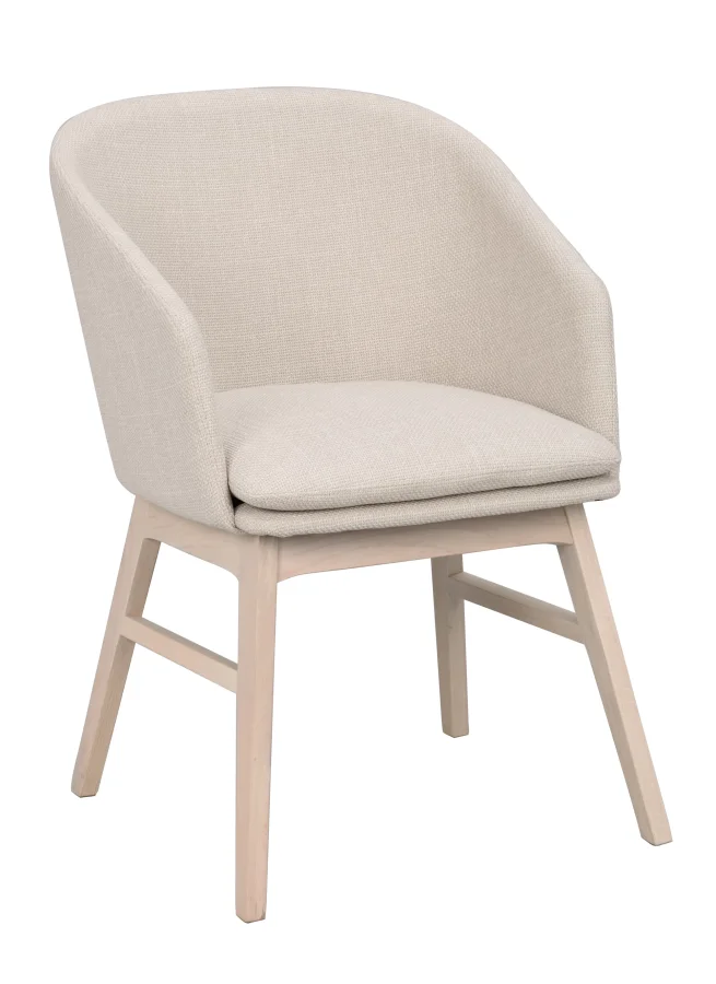 ROWICO Windham lnestol, m. armln - beige polyester og hvidpigmenteret egetr