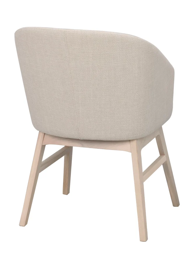 ROWICO Windham lnestol, m. armln - beige polyester og hvidpigmenteret egetr
