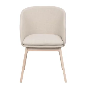 ROWICO Windham lnestol, m. armln - beige polyester og hvidpigmenteret egetr