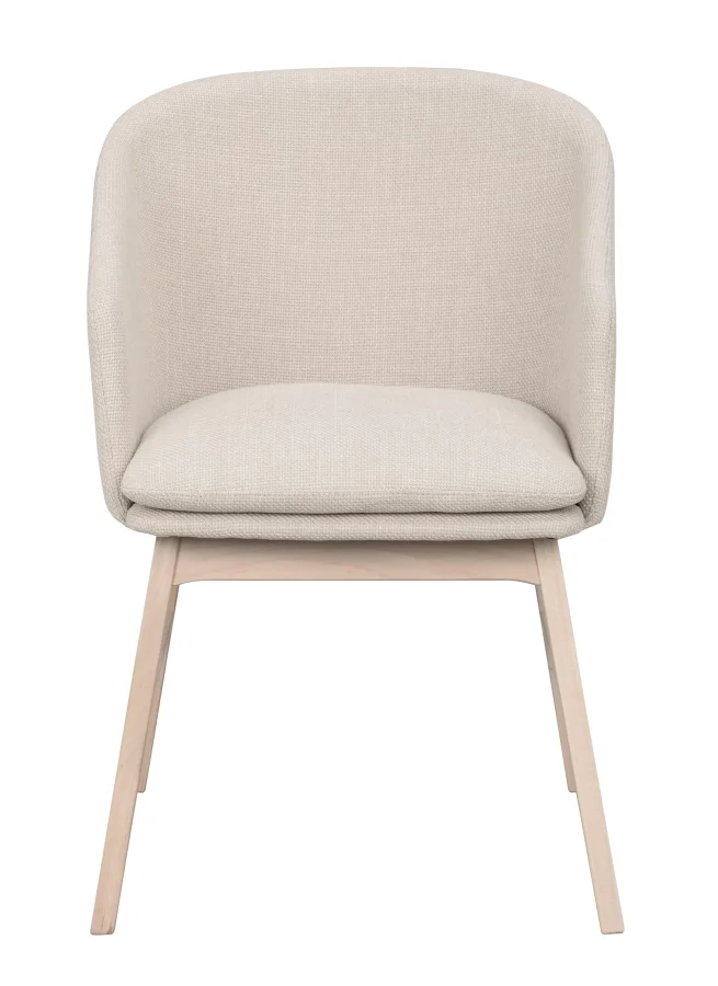 ROWICO Windham lnestol, m. armln - beige polyester og hvidpigmenteret egetr