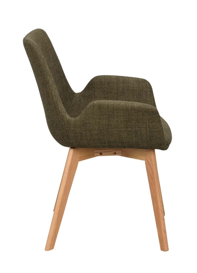 ROWICO Drimsdale lnestol, m. armln - grn polyester og natur eg